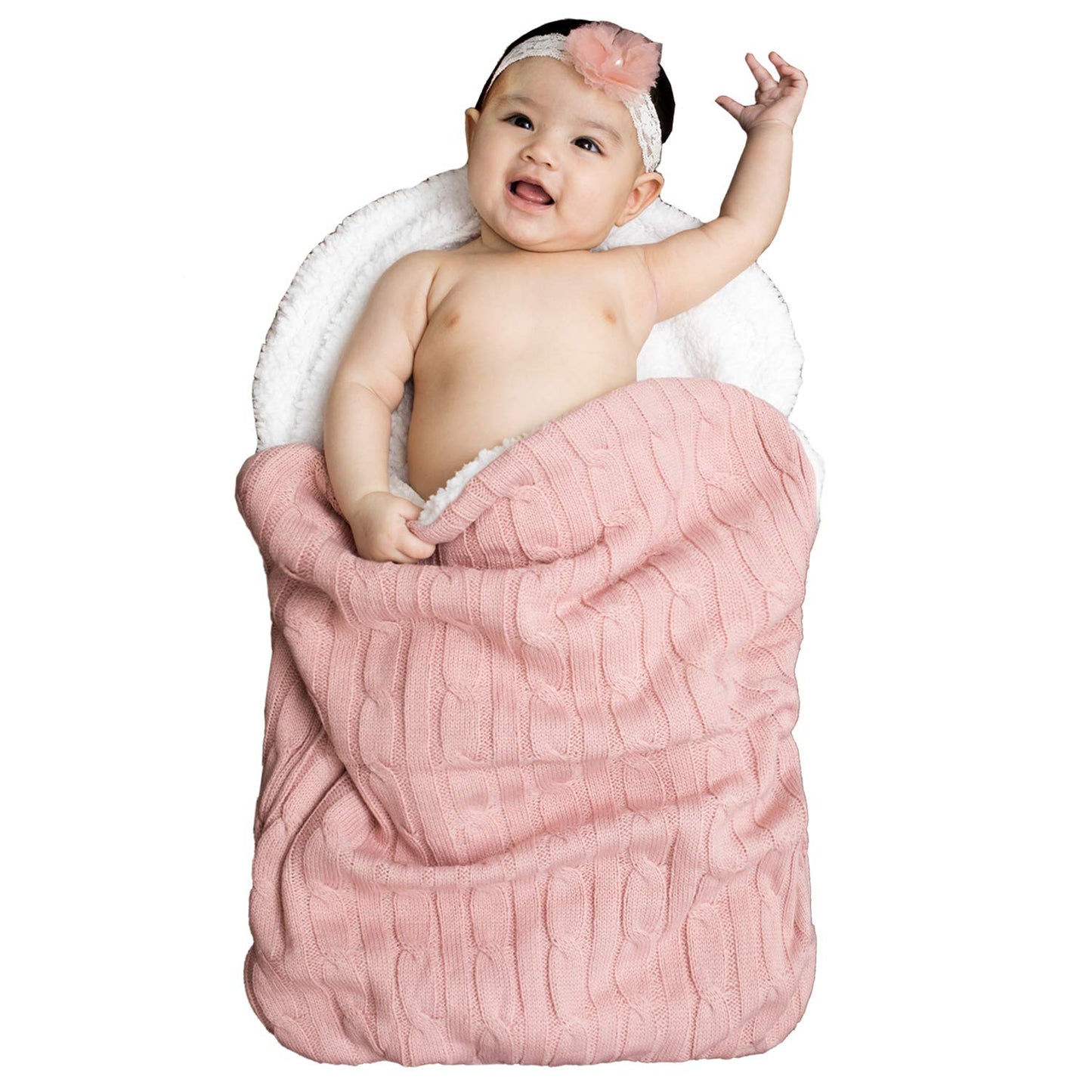 Baby Girls Boys Wrap Swaddle Blankets Newborn Infant Knit Plush Receiving Blankets Sleeping Sack Color Pink