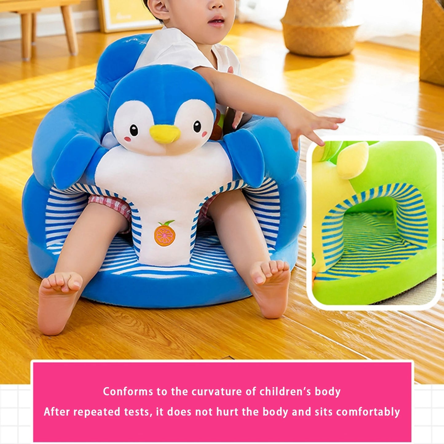 Baby Sit up Chairs Cartoon Animals Plush Toddler Sofa Chair Baby Support Floor Seat for Infant Learn to Sit