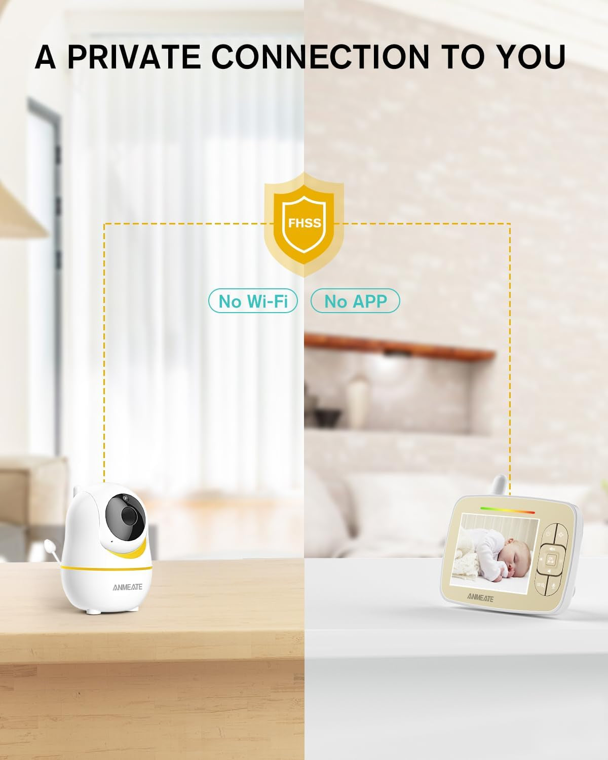 Baby Monitor with Remote Pan-Tilt-Zoom Camera,Large Display Video Baby Monitor with Camera and Audio |Infrared Night Vision |Two Way Talk | Room Temperature| Lullabies and 960Ft Range(Yellow)