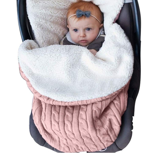 Baby Girls Boys Wrap Swaddle Blankets Newborn Infant Knit Plush Receiving Blankets Sleeping Sack Color Pink