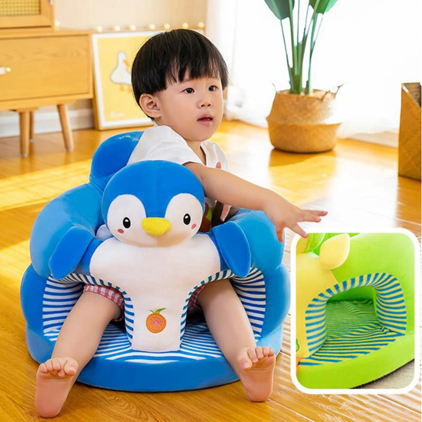 Baby Sit up Chairs Cartoon Animals Plush Toddler Sofa Chair Baby Support Floor Seat for Infant Learn to Sit