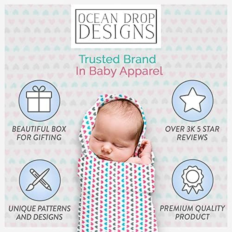 Receiving Blankets Baby Girl - 5Pc Set Gender Neutral Baby Clothes Includes Blanket, Hat, Bib, Burp Cloth & Swaddle