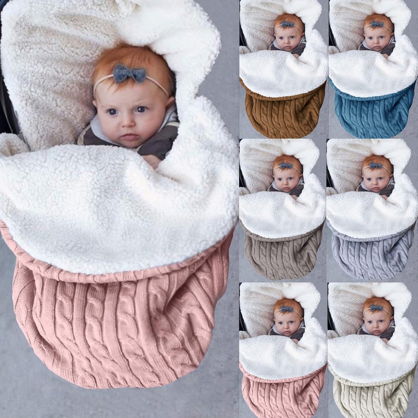 Baby Girls Boys Wrap Swaddle Blankets Newborn Infant Knit Plush Receiving Blankets Sleeping Sack Color Pink