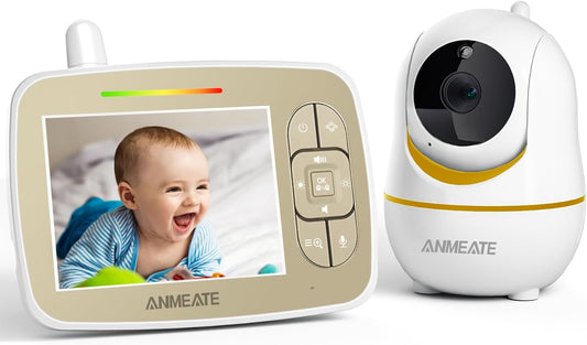 Baby Monitor with Remote Pan-Tilt-Zoom Camera,Large Display Video Baby Monitor with Camera and Audio |Infrared Night Vision |Two Way Talk | Room Temperature| Lullabies and 960Ft Range（Yellow）