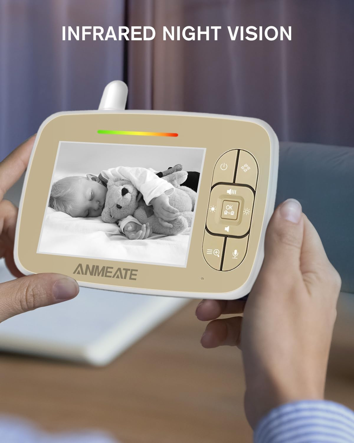 Baby Monitor with Remote Pan-Tilt-Zoom Camera,Large Display Video Baby Monitor with Camera and Audio |Infrared Night Vision |Two Way Talk | Room Temperature| Lullabies and 960Ft Range（Yellow）