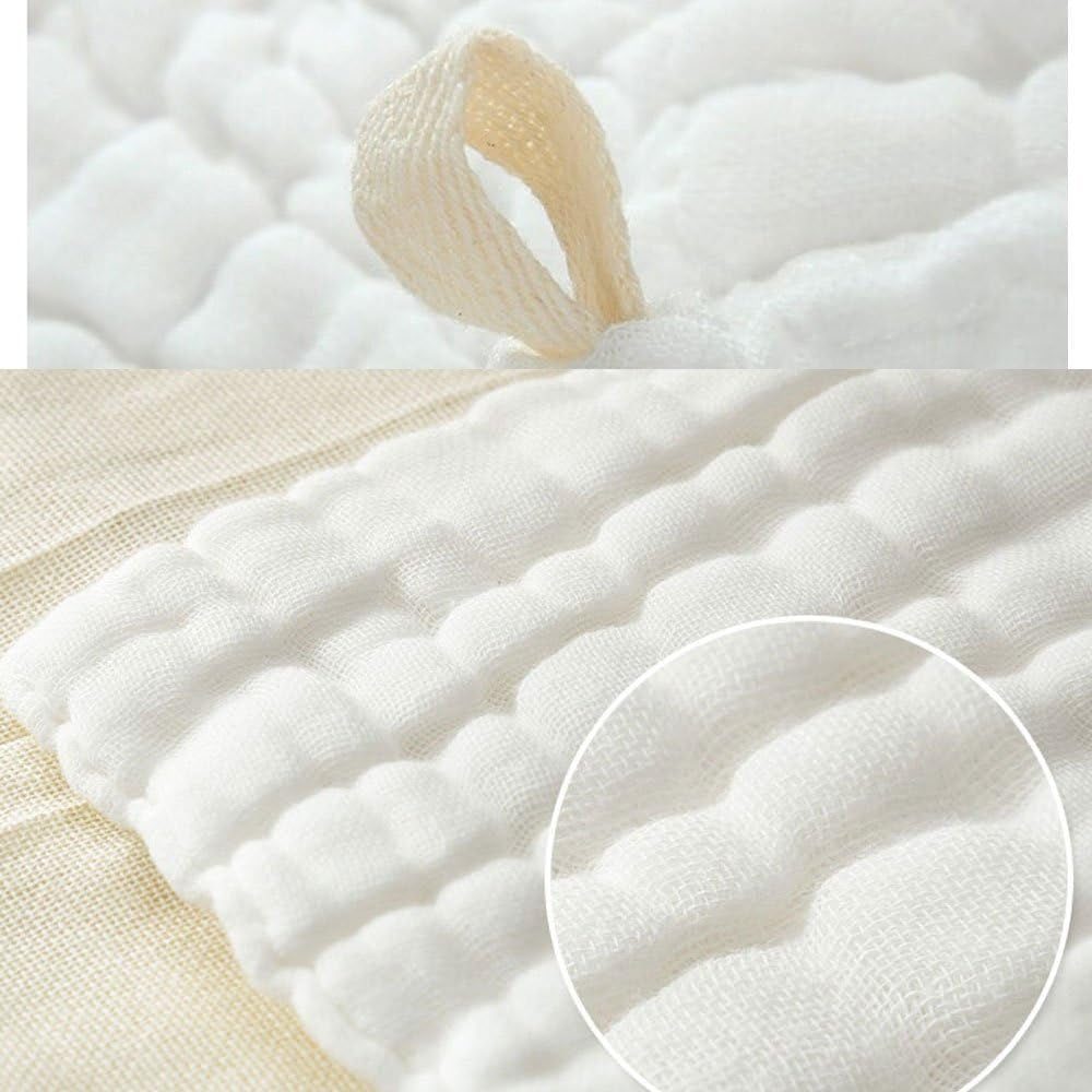 Baby Muslin Washcloths, Natural Cotton, Soft Newborn Face Towel, 5 Pack, 12 X 12 Inches (White)