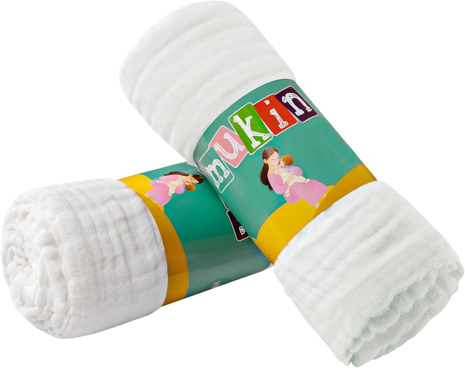 Baby Bath Towels, Super Soft Cotton Receiving Blanket for Baby'S Delicate Skin,2Pack Swaddle Blanket for Newborns Toddlers Boy Girl,Baby Registry as Shower (White+White)