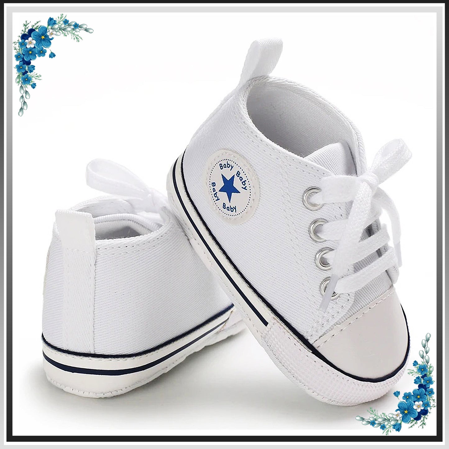 Baby Canvas Sneakers, White Baby Sneakers, First Step Shoes, like Converse, Gray Baby Shoes, Baby Girl Shoes, Baby Boy Sneakers, Baby Socks