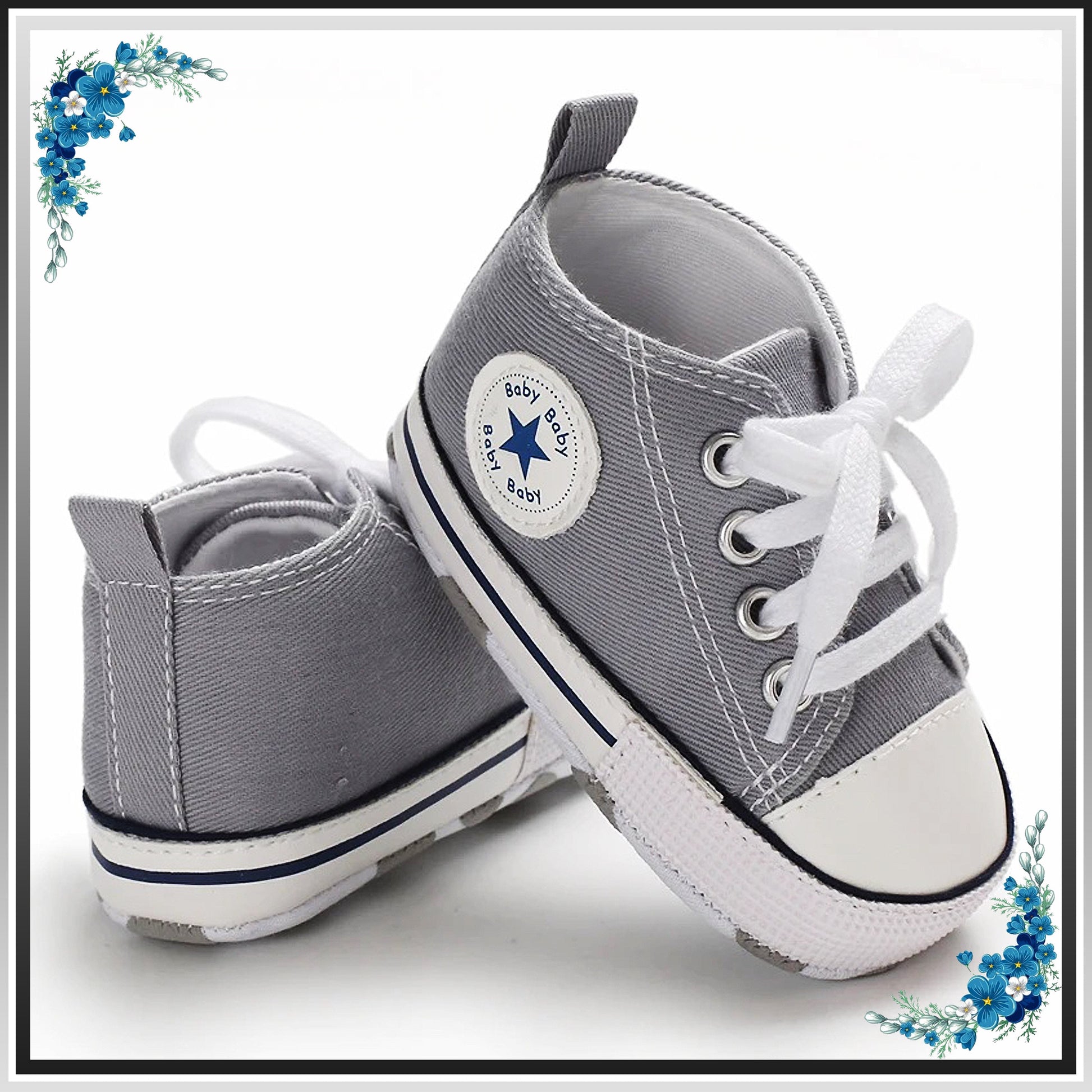 Baby Canvas Sneakers, White Baby Sneakers, First Step Shoes, like Converse, Gray Baby Shoes, Baby Girl Shoes, Baby Boy Sneakers, Baby Socks
