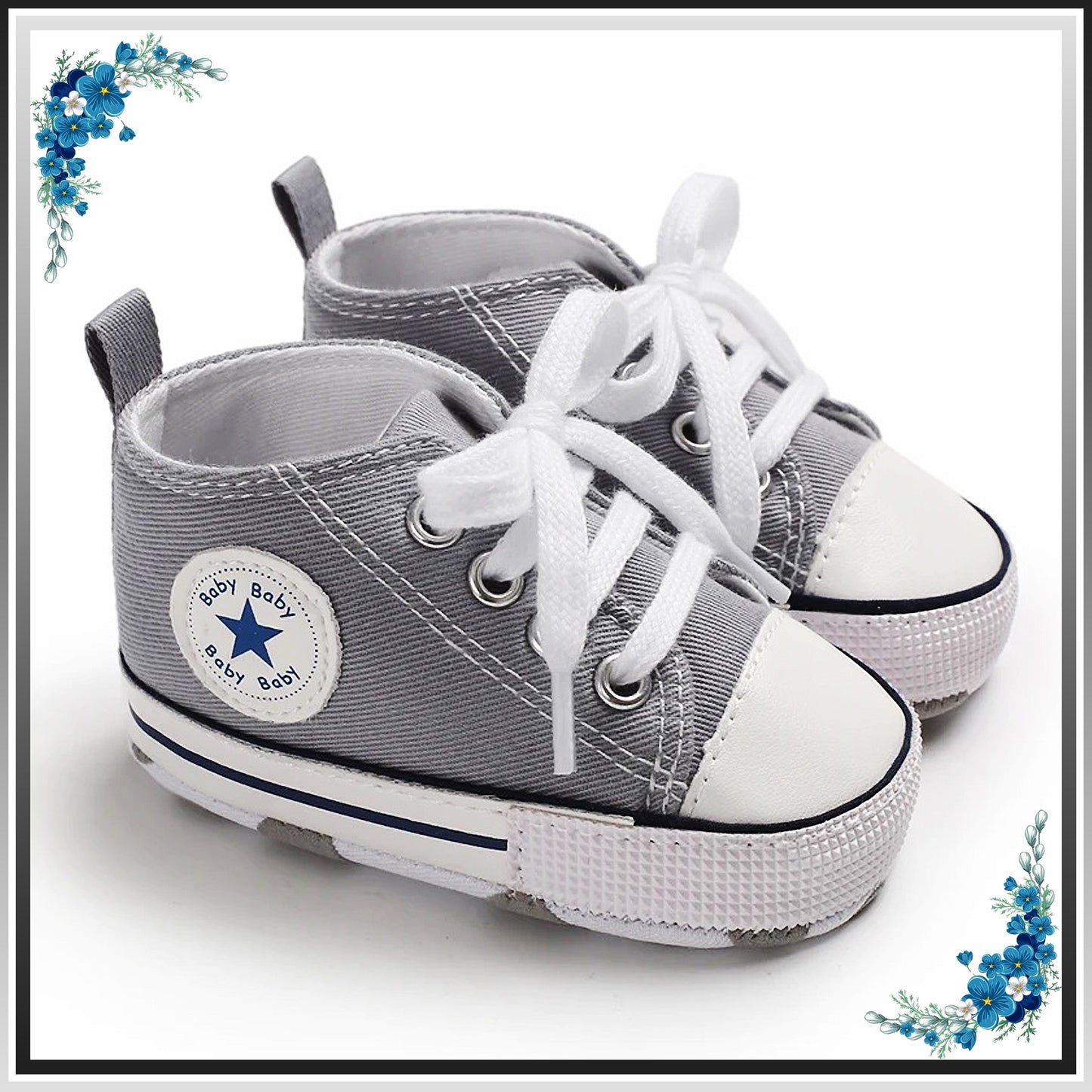 Baby Canvas Sneakers, White Baby Sneakers, First Step Shoes, like Converse, Gray Baby Shoes, Baby Girl Shoes, Baby Boy Sneakers, Baby Socks