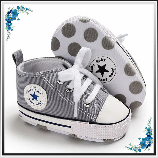 Baby Canvas Sneakers, White Baby Sneakers, First Step Shoes, like Converse, Gray Baby Shoes, Baby Girl Shoes, Baby Boy Sneakers, Baby Socks